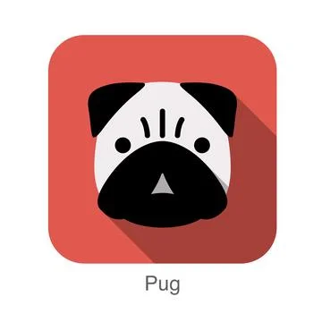 Pug dog face flat design, vector illustration Stock Illustration