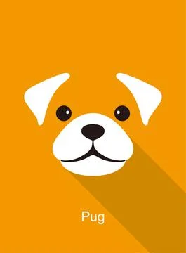 Pug dog face flat icon design, vector illustration Stock Illustration