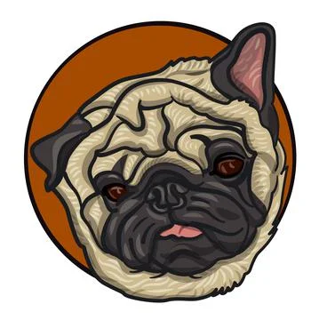 Pug dog portrait Stock Illustration