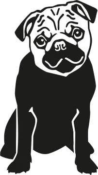 Pug dog sitting Stock Illustration