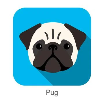 Pug face flat icon design, vector illustration Illustrazione stock
