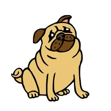 Pug friendly dog. Vector illustration. Stock Illustration