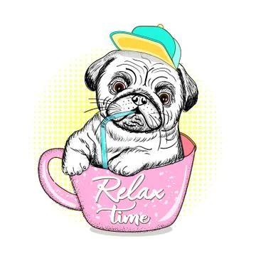 Pug relax time Stock Illustration
