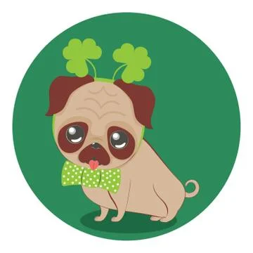 Pug with shamrock Ilustración de archivo