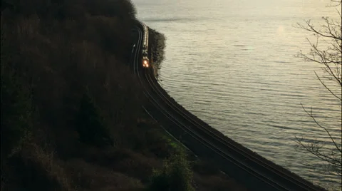Puget Sound Train Time Lapse - 4k Stock Footage 34235194