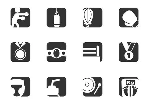 Pugilism icon set Stock Illustration