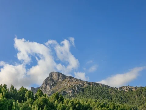 Puig de Galatzo with clouds over it, Mallorca, Spain 스톡 동영상 80647421