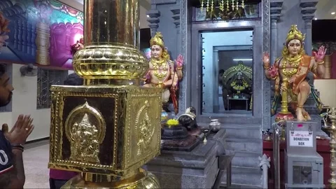 Puja Ceremony inside Sree Ganeshar Temple, Hilltop Temple, Penang, Malaysia Stock Footage 325294381