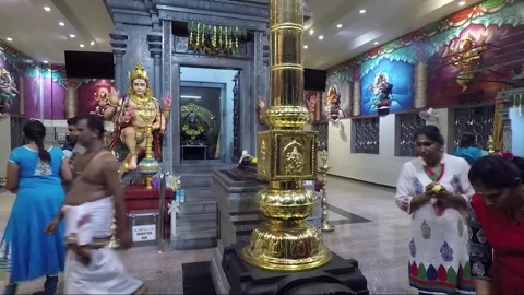 Puja Ceremony inside Sree Ganeshar Temple, Hilltop Temple, Penang, Malaysia Stock Footage 325296460