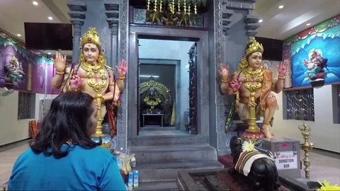 Puja Ceremony inside Sree Ganeshar Temple, Hilltop Temple, Penang, Malaysia Stock Footage 325298712