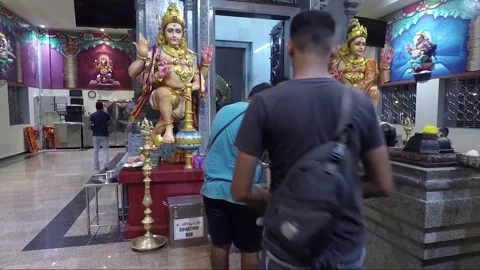 Puja Ceremony inside Sree Ganeshar Temple, Hilltop Temple, Penang, Malaysia Stock Footage 325442404