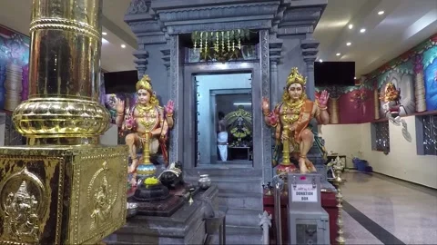 Puja Ceremony inside Sree Ganeshar Temple, Hilltop Temple, Penang, Malaysia Stock Footage 325491137