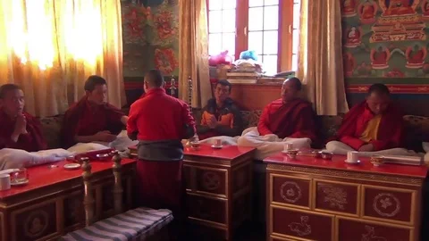 Puja in Himalayan Buddhist monastery. Video stock 76757710