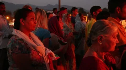 Puja (Hinduism) 3. India, Rishikesh Stock Footage
