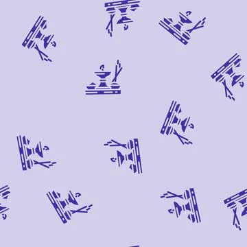Puja thali glyph vector seamless pattern Stock Illustration