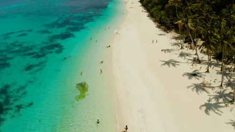Puka Shell Beach, Boracay Island, Philippines, aerial view. Stock Footage 115889844