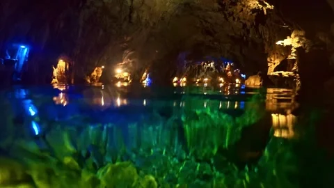 Pukaway Cave Underground Lake, cave next to Kayangan Lake limestone, Philippines Видео 302855554