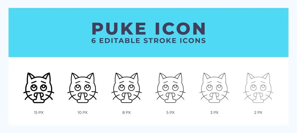 Puke cat icon with editable stroke. Outline icon vector illustration. Stock Illustration