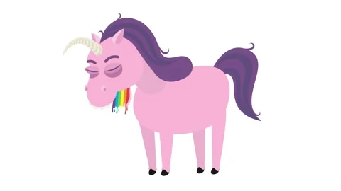 A puking unicorn. White background. Background. Dislikes. Stock Footage 222841223