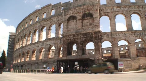 Pula Amphitheatre Stock Footage 1060338