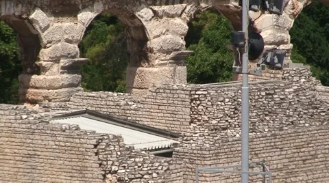 Pula Ancient Roman Arena Stock Footage 1060293