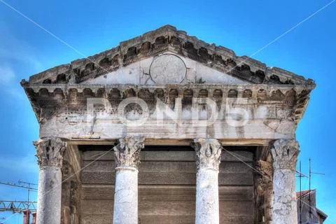Pula, ancient temple of Augustus, ancient Roman city, Istria, Croatia Stock Photos