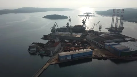 Pula, Croatia. Arena. Colosseum. Shipyard Stock Footage 246474341