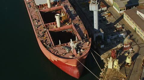 Pula panorama with old shipyard in the front - aerial Stock Footage 12634601