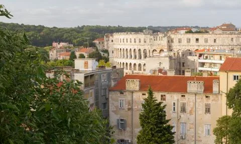 Pula town - upper view Stock Photos
