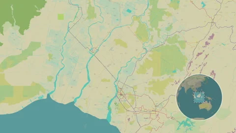 Pulau Bakumpai Island in the Java Sea. OSM map. Slide Vídeo Stock 303011600