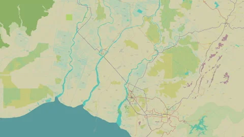 Pulau Bakumpai Island in the Java Sea. OSM map. Zoom Stock Footage 321941023
