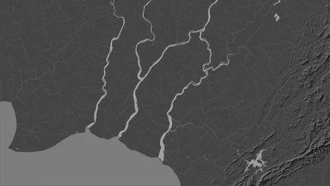 Pulau Bakumpai in the Java Sea on a bilevel elevation map Stock Illustration