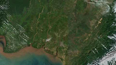 Pulau Bakumpai in the Java Sea on a satellite image taken in July 28, 2019 Illustration