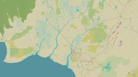 Pulau Bakumpai in the Java Sea on a topographic, OSM Humanitarian style map Illustration