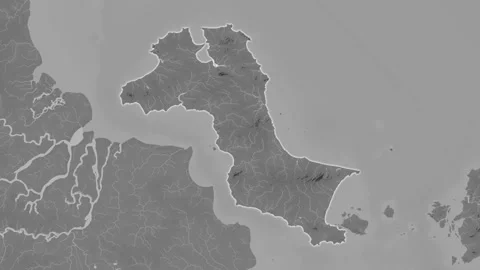 Pulau Bangka Island in the Java Sea. Bilevel map. Zoom 動画素材 302754522