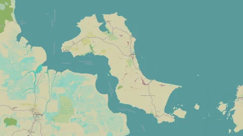 Pulau Bangka Island in the Java Sea. OSM map. Zoom Video stock 303011848