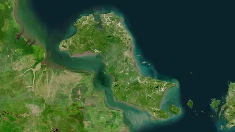 Pulau Bangka Island in the Java Sea. Satellite map. Zoom Vídeo Stock 303014653