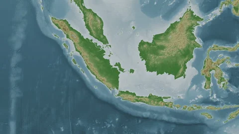 Pulau Bangka Island in the Java Sea. Physical map. Zoom Stock Footage 321982662