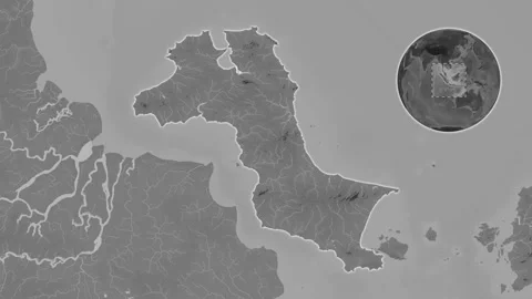 Pulau Bangka Island in the Java Sea. Bilevel map. Slide Stock Footage 324794568