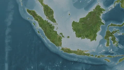 Pulau Bangka Island in the Java Sea. Satellite map. Slide Vídeos de archivo 342548526