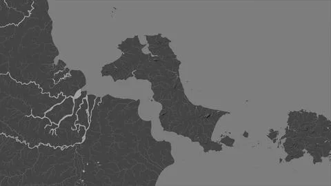 Pulau Bangka in the Java Sea on a bilevel elevation map Ilustración de archivo