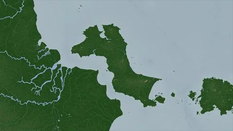 Pulau Bangka in the Java Sea on a colored elevation map Illustrazione stock