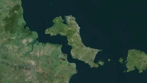 Pulau Bangka in the Java Sea on a satellite image taken in August 3, 2015 イラスト素材