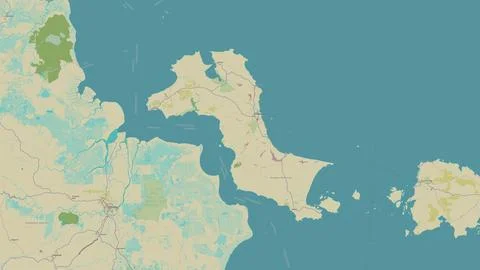 Pulau Bangka in the Java Sea on a topographic, OSM Humanitarian style map Stock Illustration