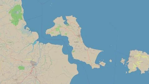 Pulau Bangka in the Java Sea on a topographic, OSM standard style map Ilustração Stock