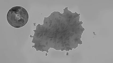 Pulau Bawean Island in the Java Sea. Bilevel map. Slide Vídeos de archivo 302746111