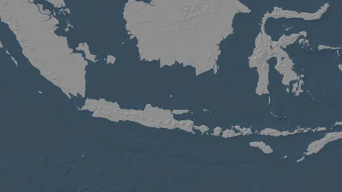 Pulau Bawean Island in the Java Sea. Steel Blue map. Zoom Stock Footage 321977422