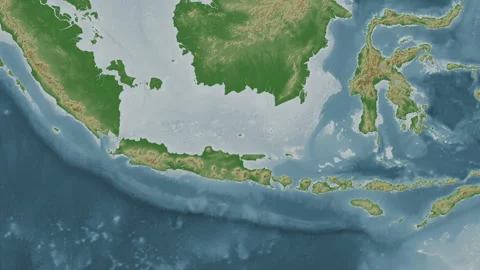 Pulau Bawean Island in the Java Sea. Physical map. Zoom Stock Footage 321983375