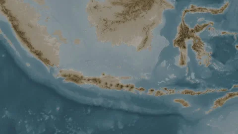 Pulau Bawean Island in the Java Sea. Sepia map. Slide Stock Footage 331719117