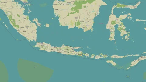 Pulau Bawean Island in the Java Sea. OSM map. Slide Stock Footage 337022117